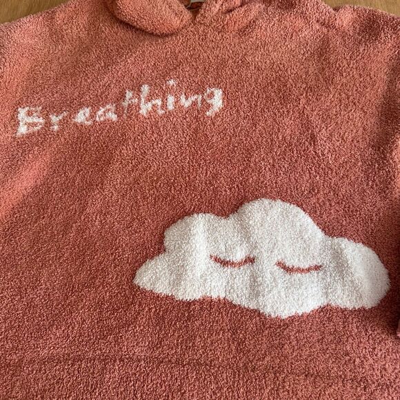 Ruyi Sherpa Hoodie Pink/Salmon Cozy Fuzzy Cloud Graphic Sweater M - Picture 3 of 4